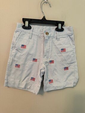 The Beaufort Bonnet Company Light Blue Embroidered Flag Shorts